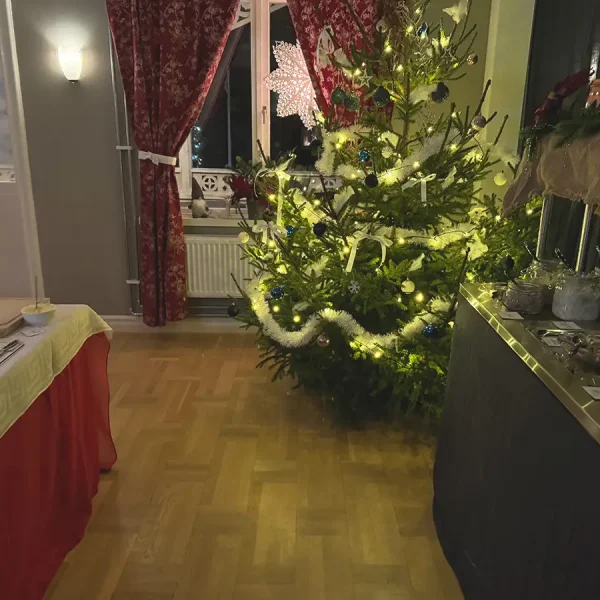 Julgranen lyser upp julbordet